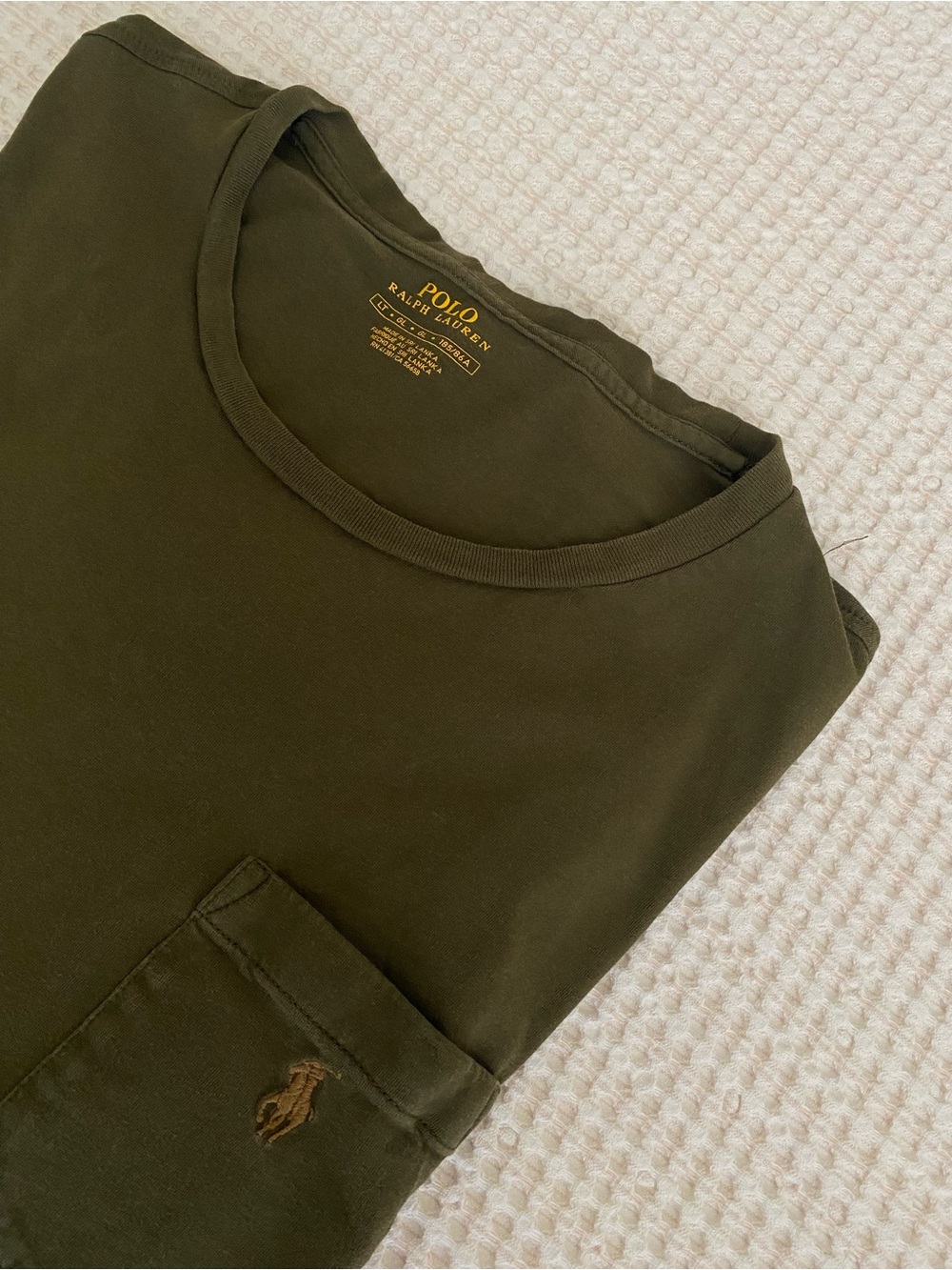 POLO RL 100% Cotton Men's Long Sleeve w/ Chest Pocket in Green - L Tall